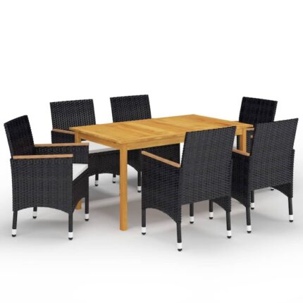 Set mobilier de gradina, 7 piese, negru