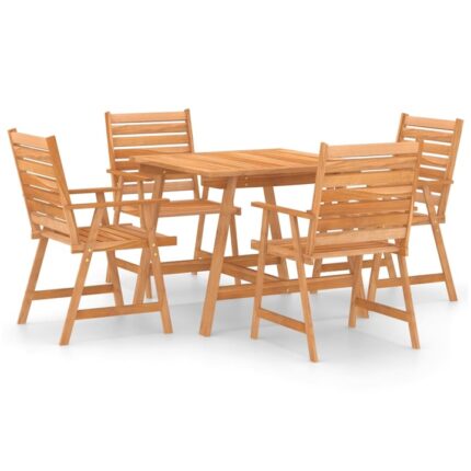 Set mobila de gradina cu 4 scaune si 1 masa, vidaXL, Lemn de acacia, 88 x 88 x 74 cm, Maro