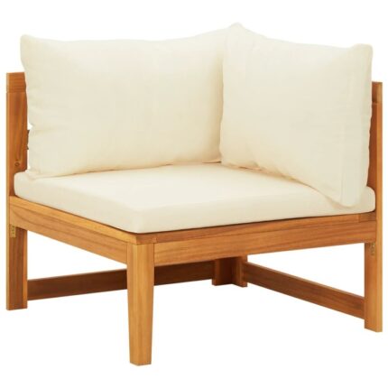 Canapea de colt vidaXL, Lemn de acacia, 66 x 66 x 60 cm, Alb