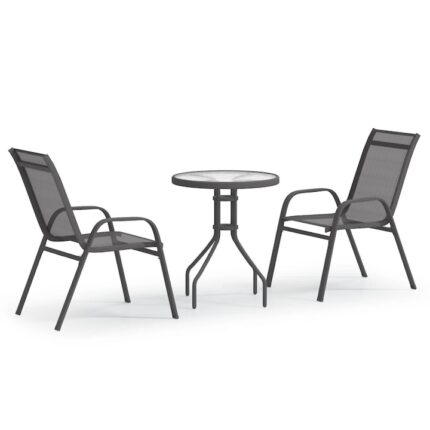 Set mobilier de bistro vidaXL, 3 piese, 60 x 70 cm, gri