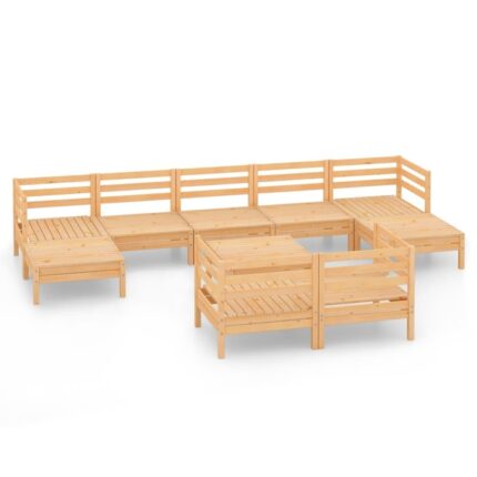 Set mobilier de gradina vidaXL, 10 piese, lemn masiv de pin, 63.5 x 63.5 x 62.5 cm, 24.1 kg