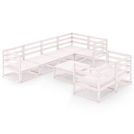 Set mobilier de gradina vidaXL, Lemn, Alb,53.34 kg,70 x 70 x 67 cm