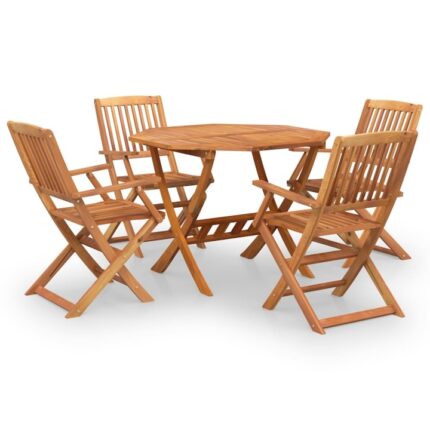 Set mobilier de gradina vidaXL, 5 piese, lemn masiv de acacia, 90 x 75 cm, 31.3 kg
