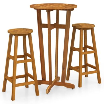 Set mobilier de bar vidaXL, 3 piese, lemn masiv de acacia, 34 x 76 cm, 14 kg
