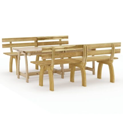 Set mobilier gradina vidaXL, Lemn, 160 x 74 x 75 cm, Maro, 3 piese