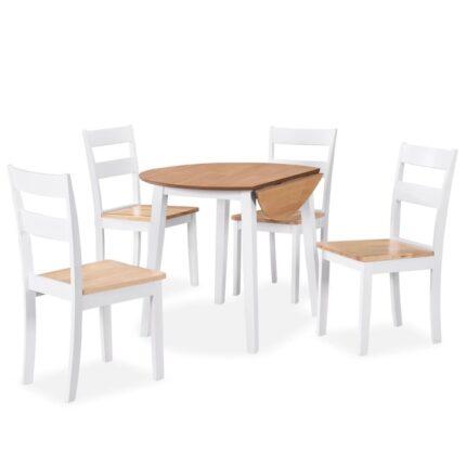 Set mobilier de bucatarie, 5 piese, masa cu scaune, vidaXL, MDF, Alb, 90 x 75 cm
