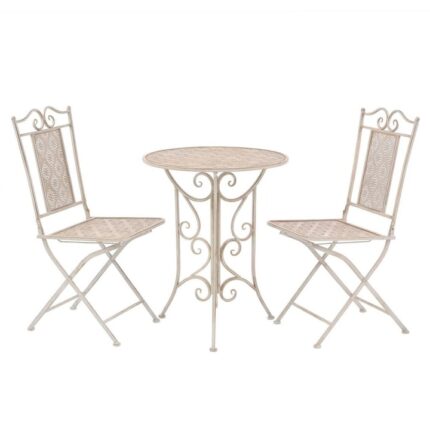 Set mobilier de gradina, cu masa si scaune, 3 piese, vidaXL, Otel, Bej