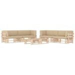 Set mobilier paleti cu perne, 6 piese, lemn de pin tratat