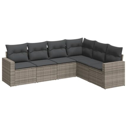 Set mobilier gradina cu perne vidaXL, 6 piese, gri, 44.8 Kg, poliratan