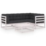 Set mobilier de gradina cu perne, 5 piese, lemn masiv pin