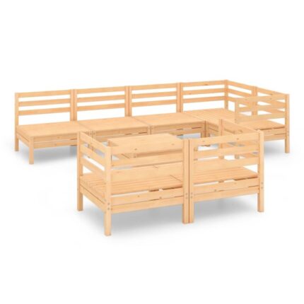 Set mobilier de gradina vidaXL, 8 piese, lemn masiv de pin, 63.5 x 63.5 x 62.5 cm, 58.9 kg