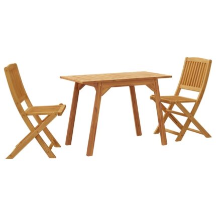 Set mobilier de gradina vidaXL, 3 piese, lemn masiv de acacia, 20.5 Kg, 1 x Masa, Scaun pliabil