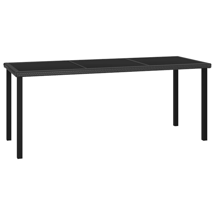 Mobila de gradina cu 7 piese cu perne crem, vidaXL, Poliratan, 180 x 70 x 73 cm, Negru