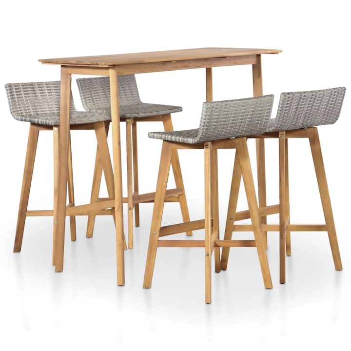 Mobila Gradina vidaXL, Lemn, Maro,25.7 kg,120 x 60 x 105 cm,5 x piese