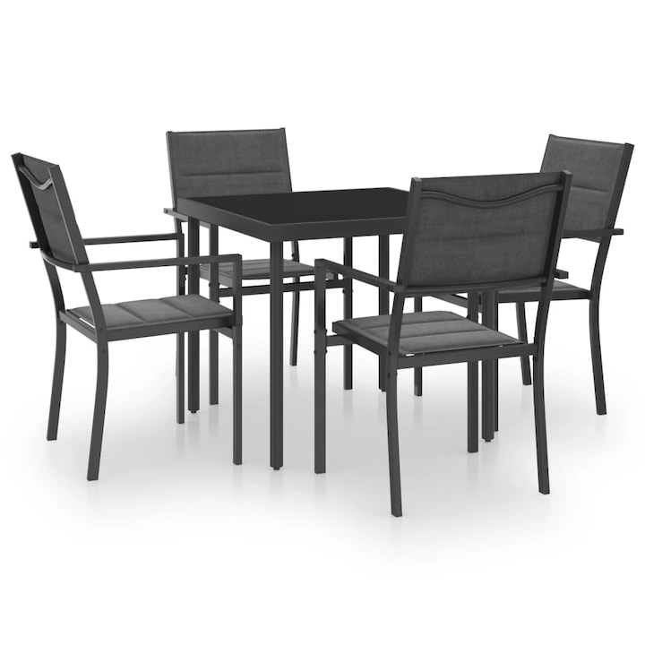 Set mobilier de exterior vidaXL, Otel, Antracit, 54 x 63 x 90 cm, 3073532
