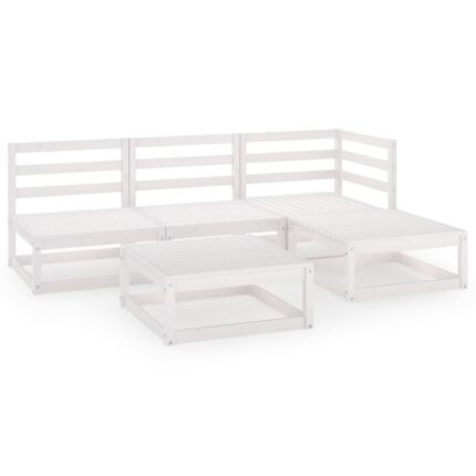 Set mobilier de gradina vidaXL, Lemn, Alb,42.7 kg,70 x 70 x 67 cm,5 x piese