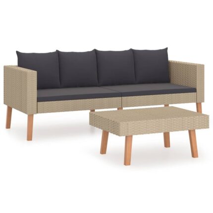 Set mobilier de gradina din 2 piese cu perne antracit, vidaXL, Tesatura, 165 x 67 x 60 cm, Bej