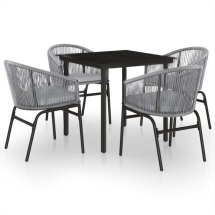 Set mobilier pentru gradina VidaXL, 80 x 80 x 74 cm, gri, 5 piese, Otel