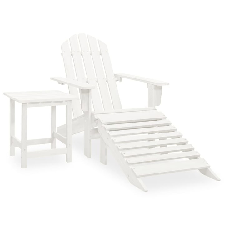 Scaun de gradina vidaXL, Lemn, Alb,11.54 kg,69.5 x 147.5 x 89.5 cm,2 x piese