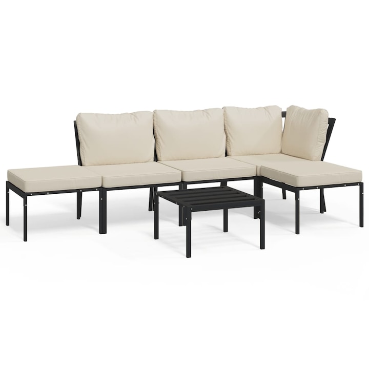 Set mobilier de gradina cu perne nisipii vidaXL, 6 piese, otel, 40.3 kg
