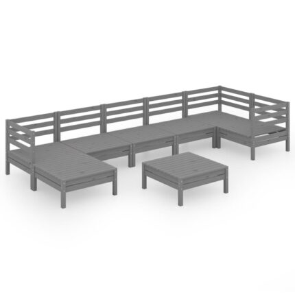 Set 8 mobilier de gradina vidaXL, Lemn, Gri, 3082971