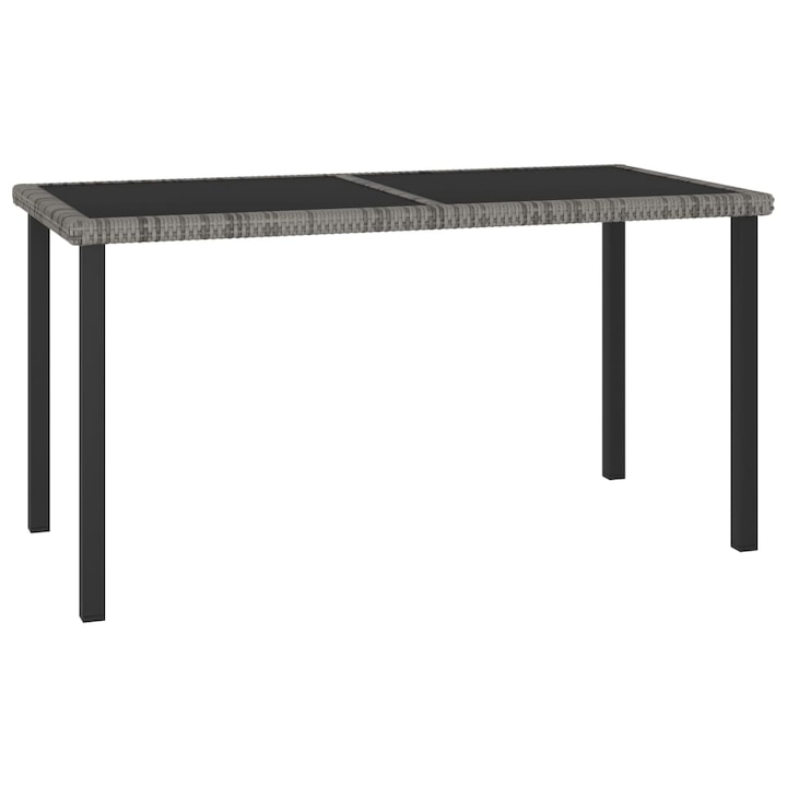 Mobila de gradina cu 7 piese cu perne gri, vidaXL, Poliratan, 140 x 70 x 73 cm, Gri