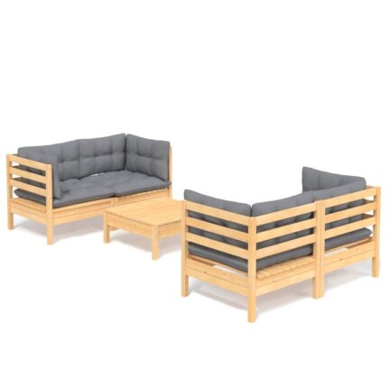 Set 5 x mobilier de gradina vidaXL, Lemn, 63,5 x 63,5 x 62,5 cm, Gri