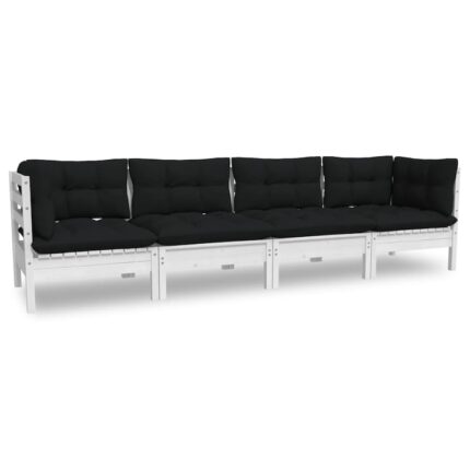 Set 4 x mobilier de gradina vidaXL, Lemn, 63,5 x 63,5 x 62,5 cm, 40.4 kg, Alb