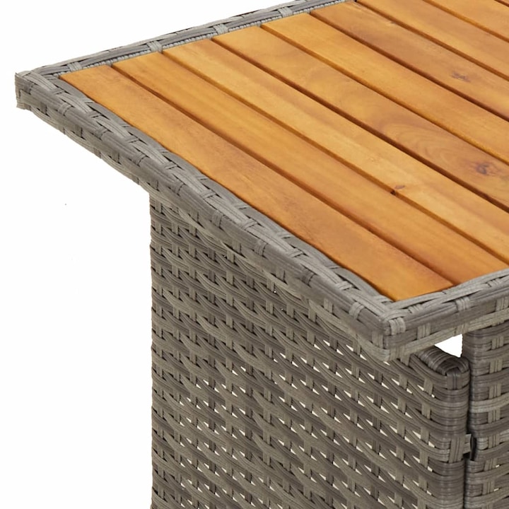 VidaXL Masa de gradina gri 100x50x43/63 cm, lemn acacia si poliratan, 10 kg