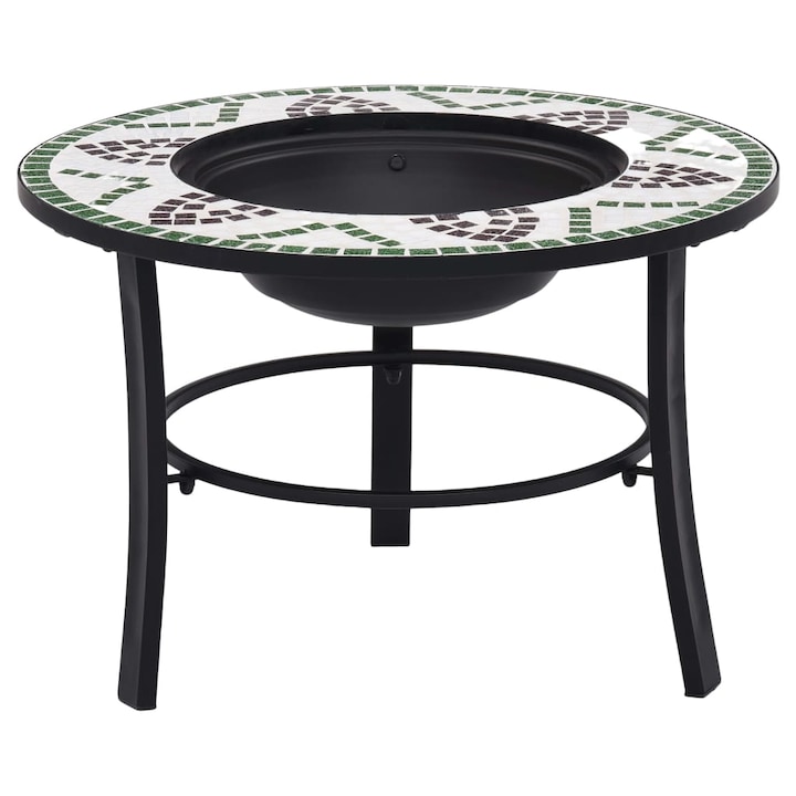 Vatra de foc cu mozaic vidaXL, verde, 68 cm, ceramica