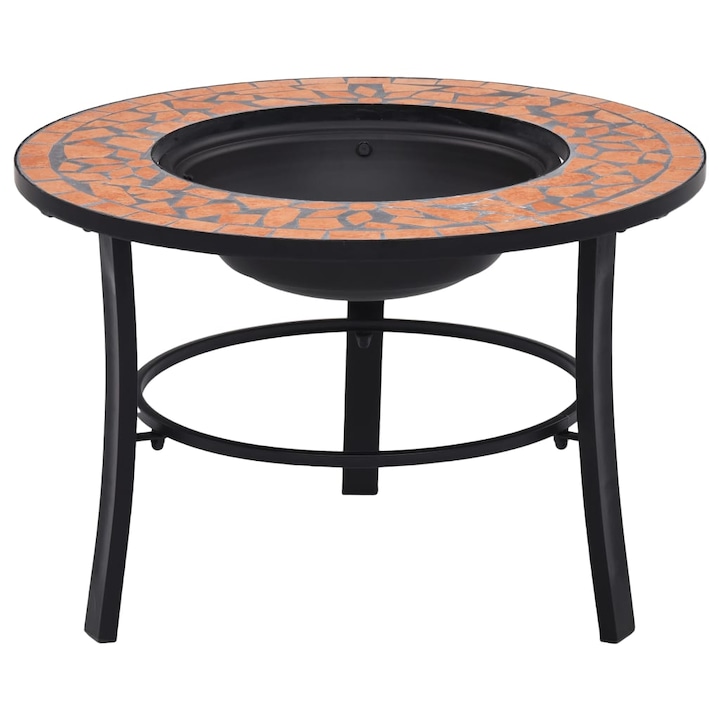 Vatra de foc cu mozaic vidaXL, caramiziu, 68 cm, ceramica
