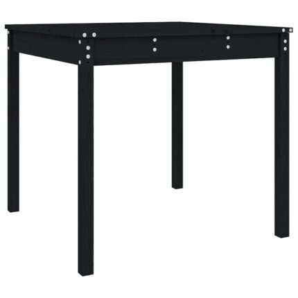 Masuta de gradina vidaXL, negru, 82,5x82,5x76 cm, lemn masiv de pin, 10.35 kg