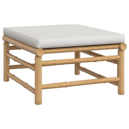 Taburet de gradina vidaXL, perna gri deschis, bambus, 55 x 65 x 30 cm