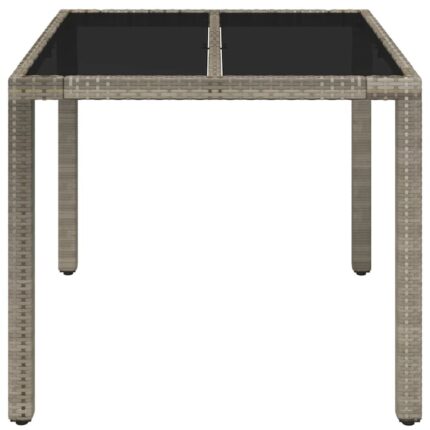 Masa de gradina cu blat din sticla vidaXL, gri, 90x90x75 cm, poliratan, 14.38 kg