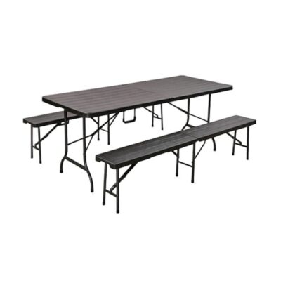 Set gradina, evenimente,catering,nunta RAKI masa plianta180cm blat imitatie POLYWOOD cu banci pliabile