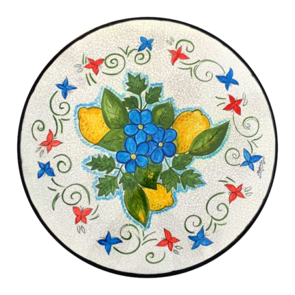 Masa ceramizata din piatra vulcanica, model Lemons&Flowers, Etna/Sicilia, 60cm