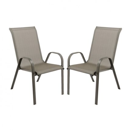 Set 2 Scaune gradina/terasa/balcon Kring Bruxelles, metal, 72.5x55.5x92.5 cm, gri