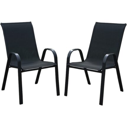 Set 2 Scaune gradina/terasa/balcon Kring Bruxelles, metal, 72.5x55.5x92.5 cm, NEGRU