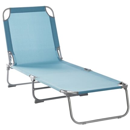 Sezlong albastru pliant, 186 x 56 cm, pentru plaja sau gradina, capacitate 110kg