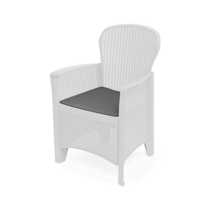 alb Set 2 Scaune de gradina Progarden, alb, poliratan, 60 x 89 x 58 cm