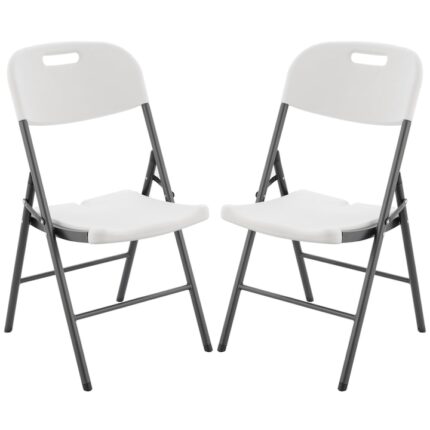 Set 2 bucati Scaun pliant pentru evenimente Kring Banquette, plastic, Alb, 53x46x87 cm