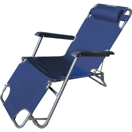 Sezlong pliabil cu tetiera Heinner, 153x60x79 cm, bleumarin