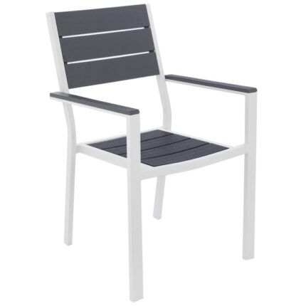 Scaun gradina/terasa/curte, Kring Dayton, 62x55x88, metal/plastic, culoare gri
