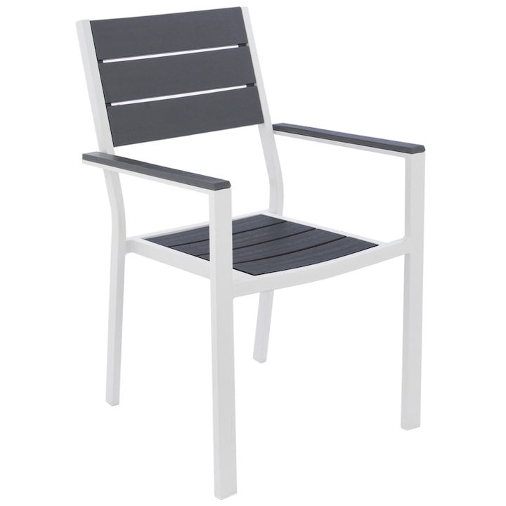 62x55x88 Scaun gradina/terasa/curte, Kring Dayton, 62x55x88, metal/plastic, culoare gri
