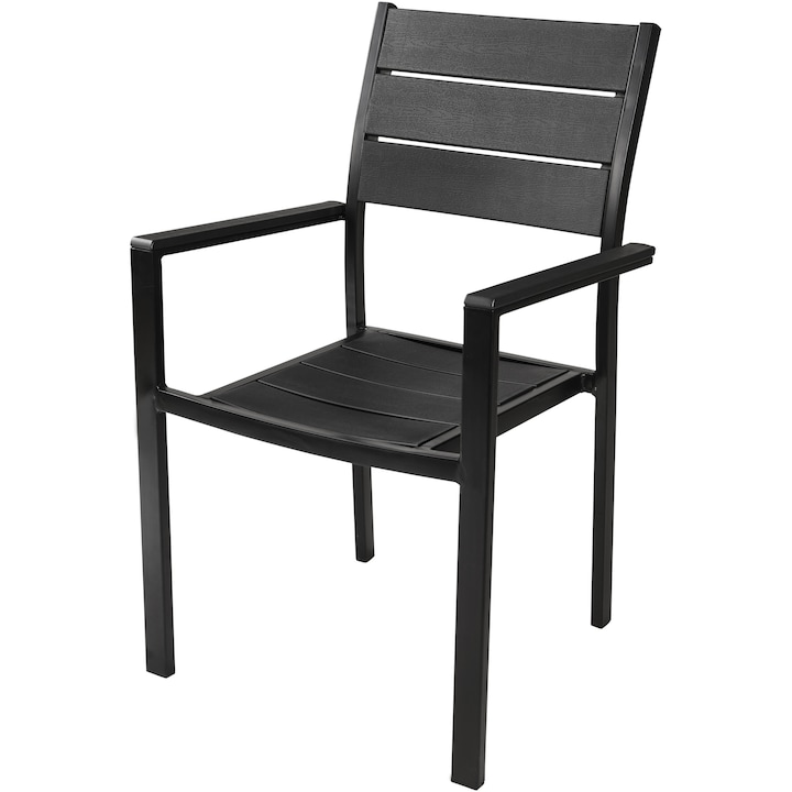62x55x88 Scaun gradina/terasa/curte, Kring Dayton, 62x55x88, metal/plastic, culoare negru
