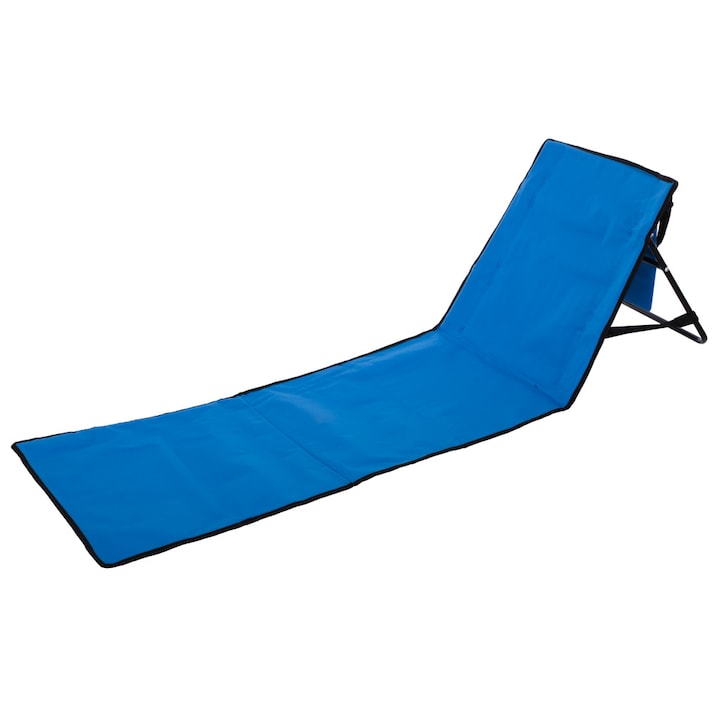 Sezlong de plaja pliabil, Metal, 150x47x48 cm, Albastru