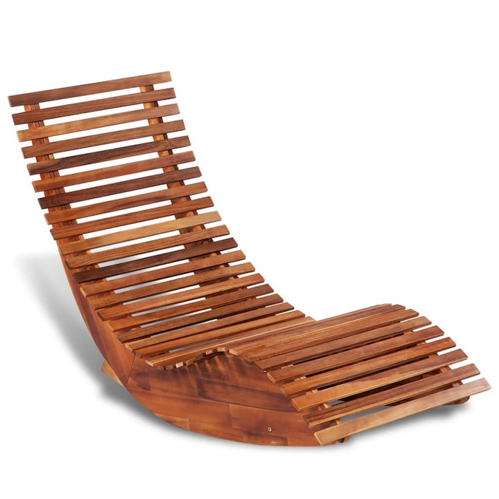 Balansoar sezlong din lemn de acacia vidaXL, 149 x 60 x 86 cm, 13 kg, Maro