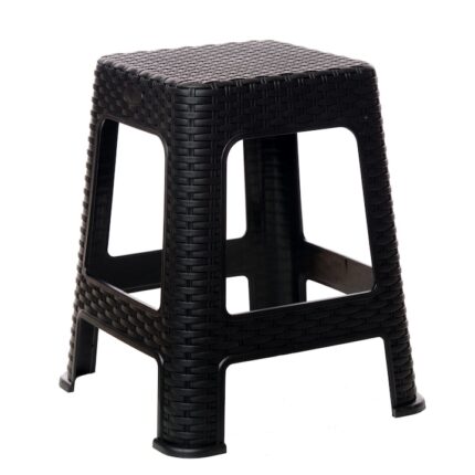 Taburet plastic, tip rattan, culoare maro