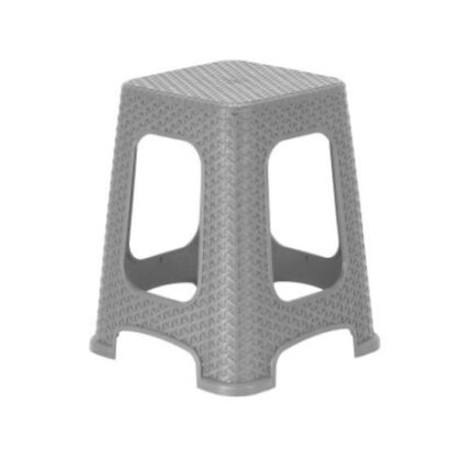 Taburet , tip rattan, plastic , gri , 46 cm inaltime