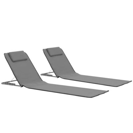 Set de 2 saltele de sezlong, vidaXL, Gri, 160 x 53 x 47 cm